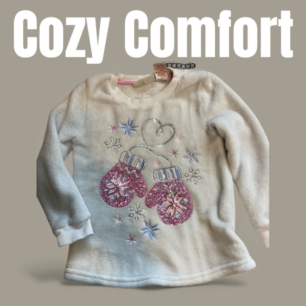 Cynthia Rowley White and Pink Cozy Fleece Sweatshirt girls 4T